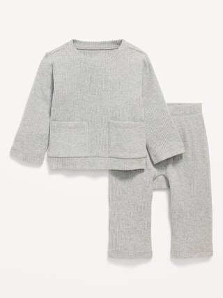 Long-Sleeve Ribbed Pocket T-Shirt and Pants Set for Baby | Old Navy (CA)
