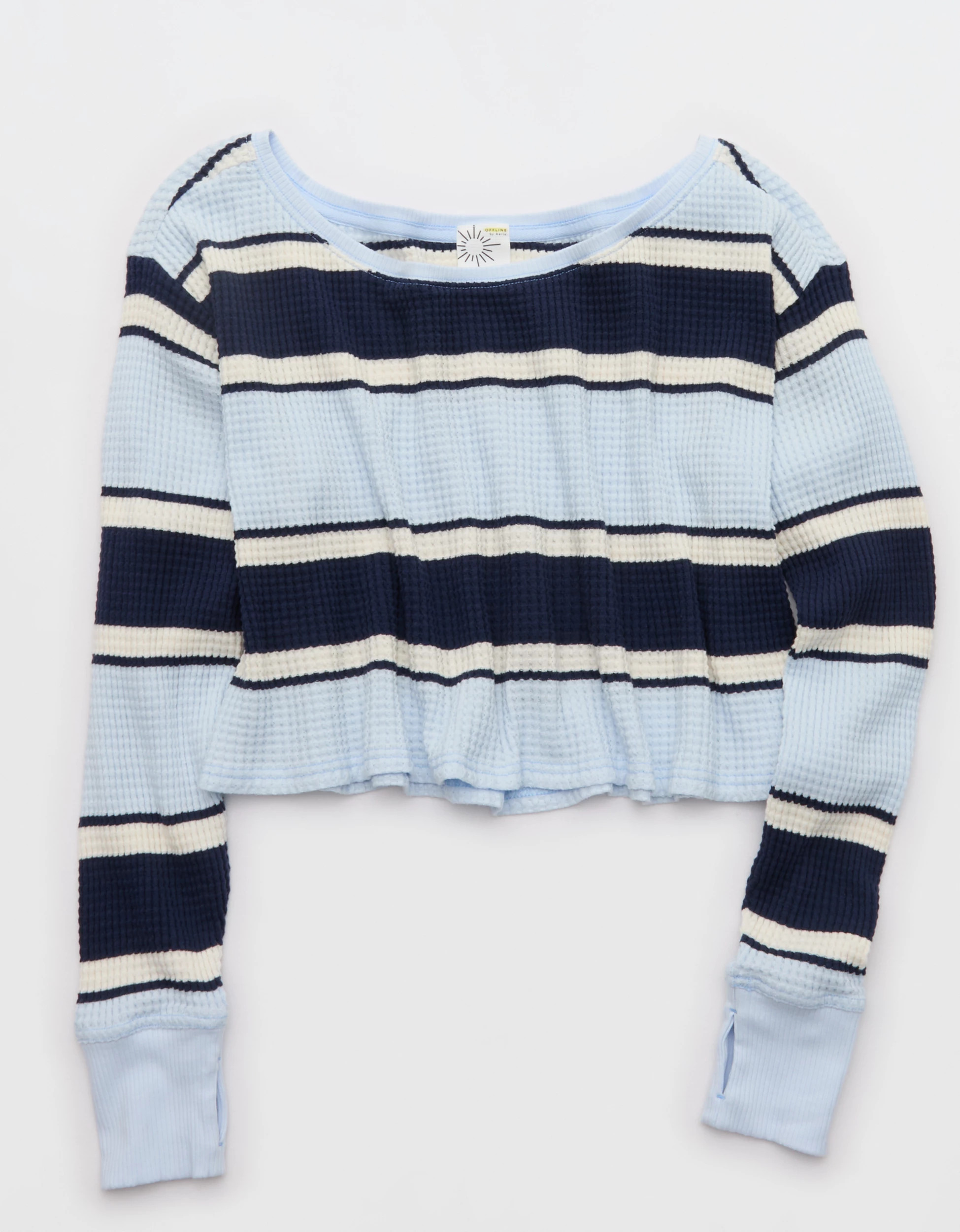 OFFLINE By Aerie Wow! Waffle Long Sleeve Off The Shoulder T-Shirt | Aerie