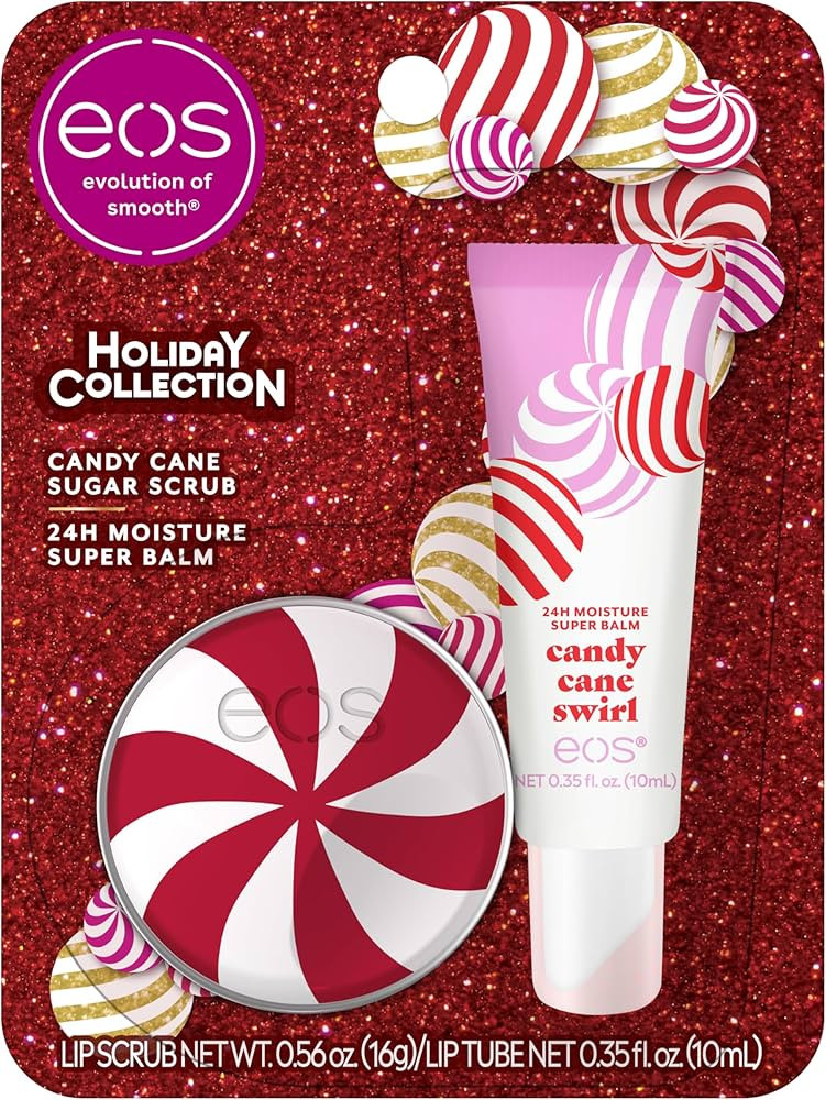 eos Holiday Lip Treatment Gift Set- Candy Cane Swirl Lip Scrub & 24H Moisture Super Balm, Limited... | Amazon (US)