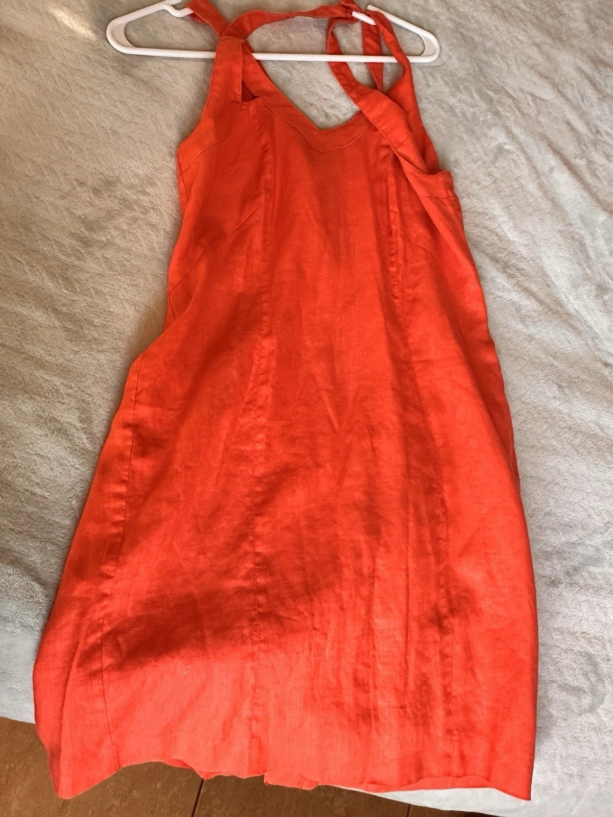 Women Cocoktail Orange Linen Dress Small Sleeveless Midi Dress | eBay | eBay US