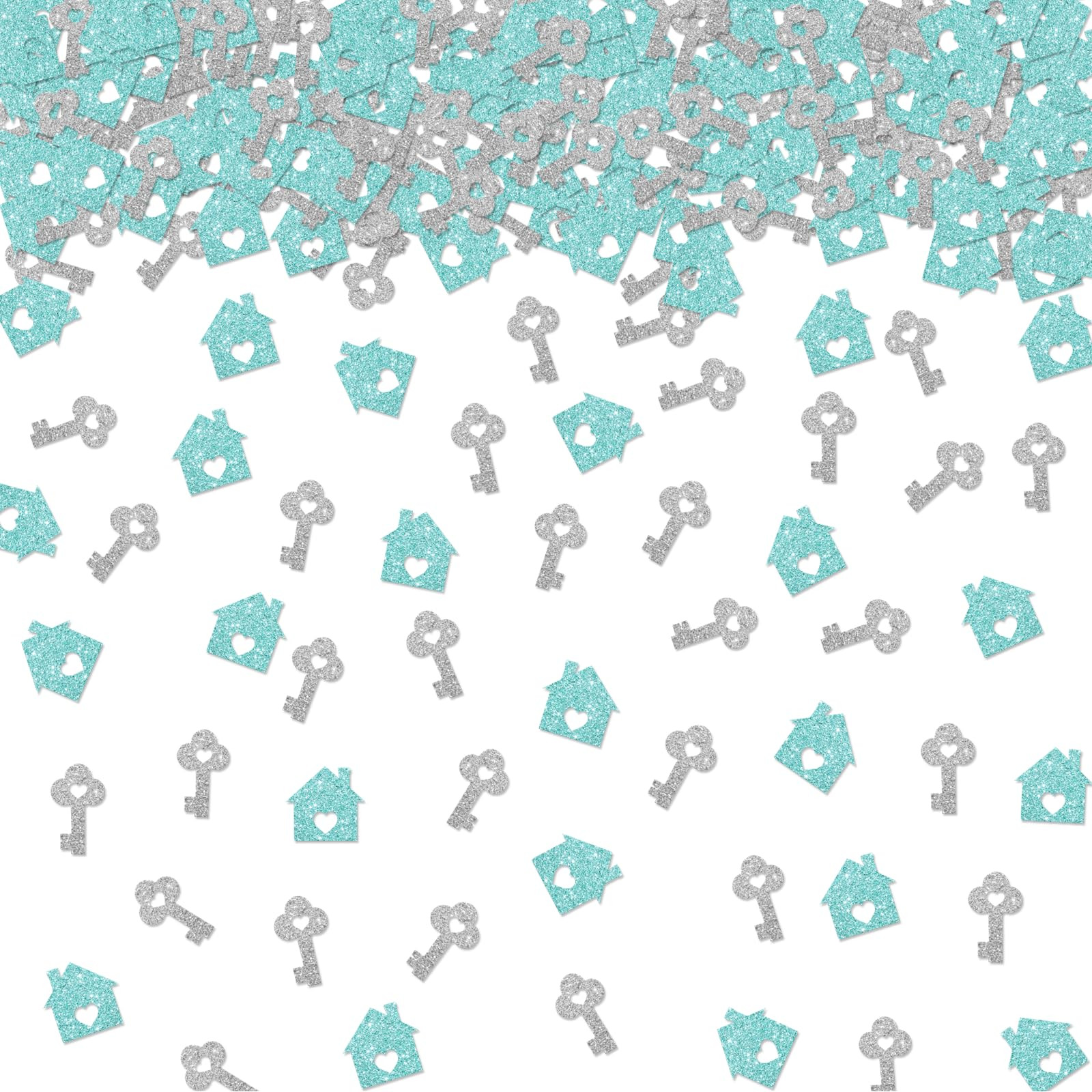 100pcs Home Sweet Home Confetti, Blue & Silver Glitter New Home Table Confetti, Welcome Back Them... | Amazon (US)