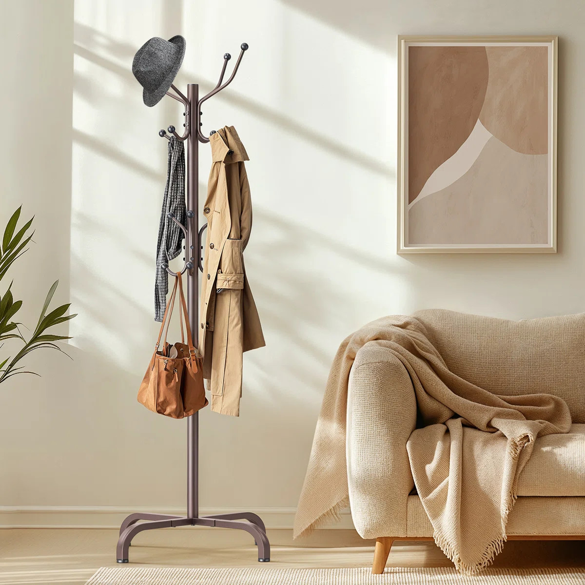 Freestanding Coat Rack,14- Hook Coat Rack,Steel Coat Racks, 3 Height Options,Arc Shaped Home Coat... | Wayfair North America