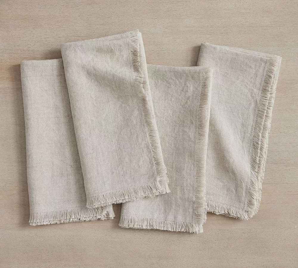 Frayed Oversized Linen Napkins - Set of 4