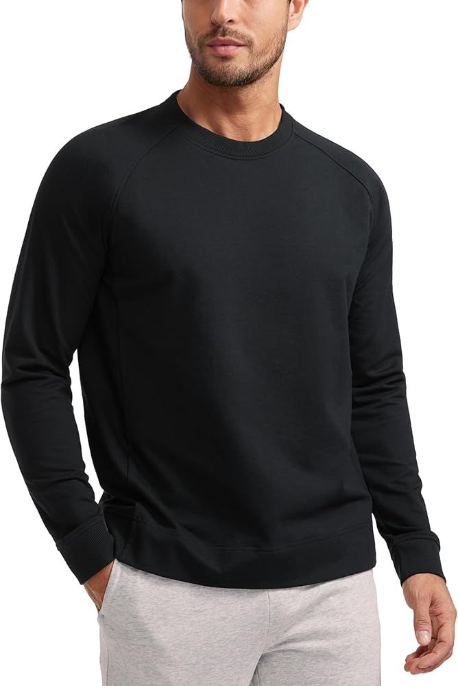 CRZ YOGA Mens Crewneck Sweatshirts French Terry Athletic Workout Sweat Shirts Casual Pullover Top... | Amazon (US)