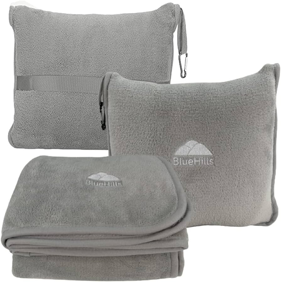 BlueHills Premium Soft Travel Blanket Pillow Airplane Flight Blanket Throw in Soft Bag Pillow cas... | Amazon (US)