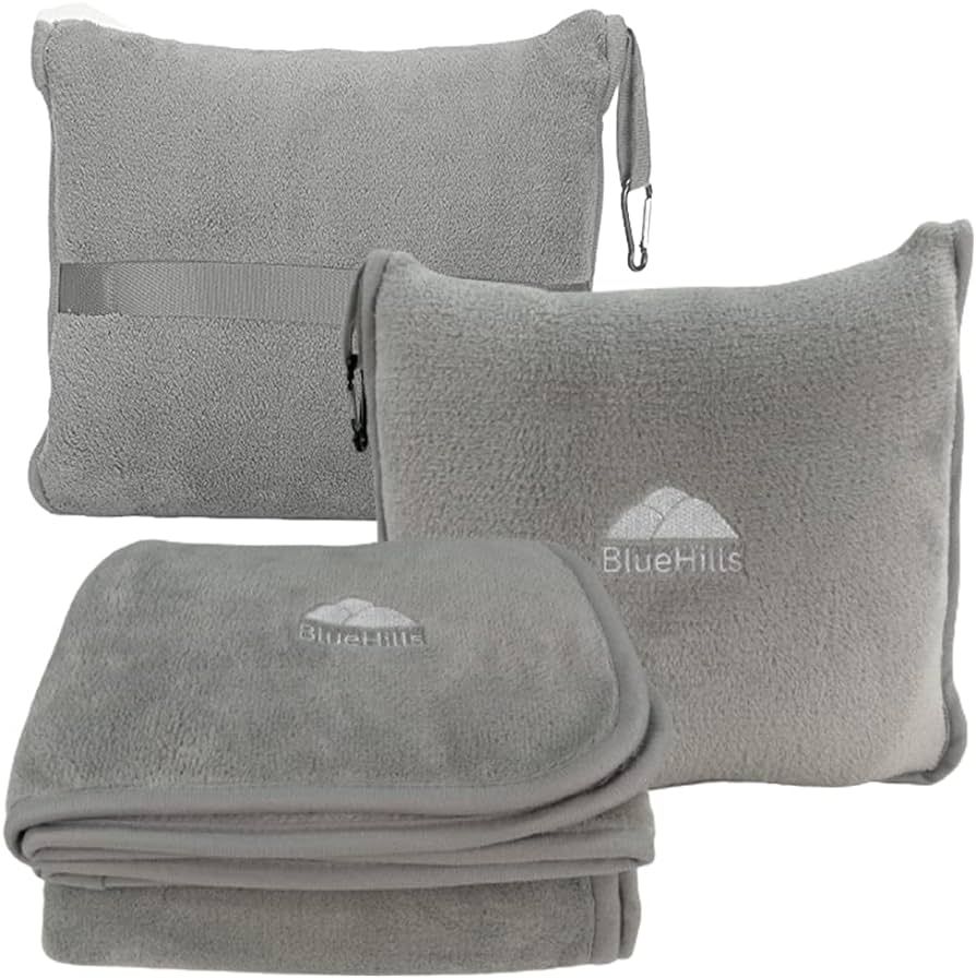 BlueHills Premium Soft Travel Blanket Pillow Airplane Flight Blanket Throw in Soft Bag Pillow cas... | Amazon (US)