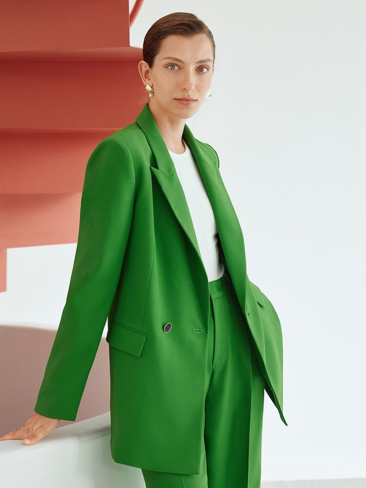 MOTF PREMIUM DOUBLE-BREASTED BLAZER | SHEIN