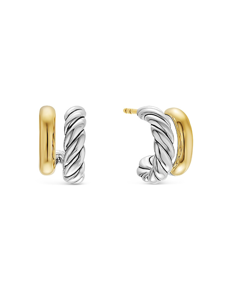 Dy Mercer Double Hoop Huggie Earrings in Sterling Silver with 18K Yellow Gold, 7.8mm | Bloomingdale's (US)