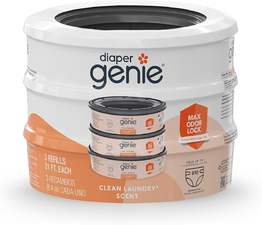 Diaper Genie Bags Refills 270 Count (Pack of 3) Clean Laundry Scent | Diaper Pail Refills with Ma... | Amazon (US)
