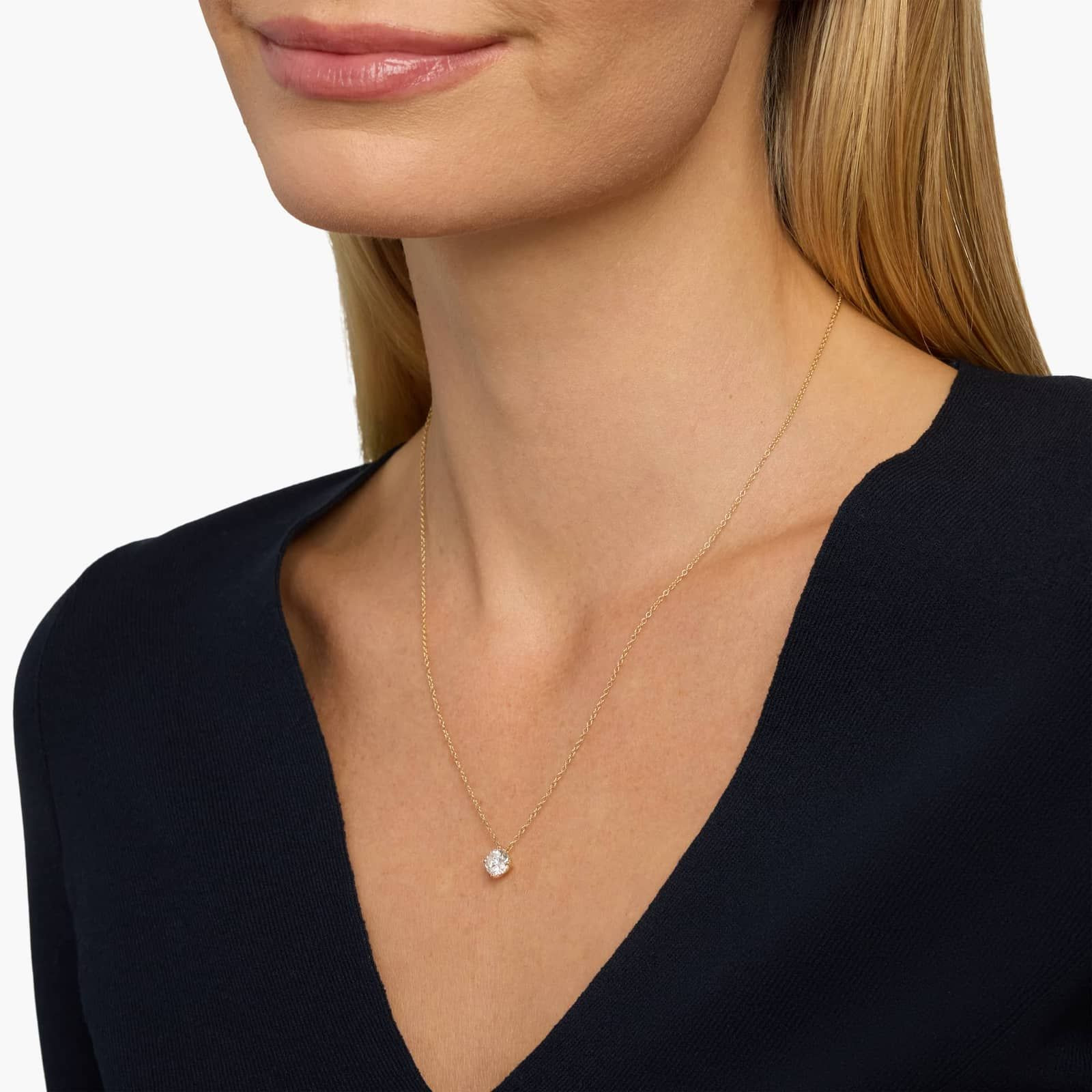 14K Yellow Gold Kite Set Solitaire Diamond Pendant | Blue Nile