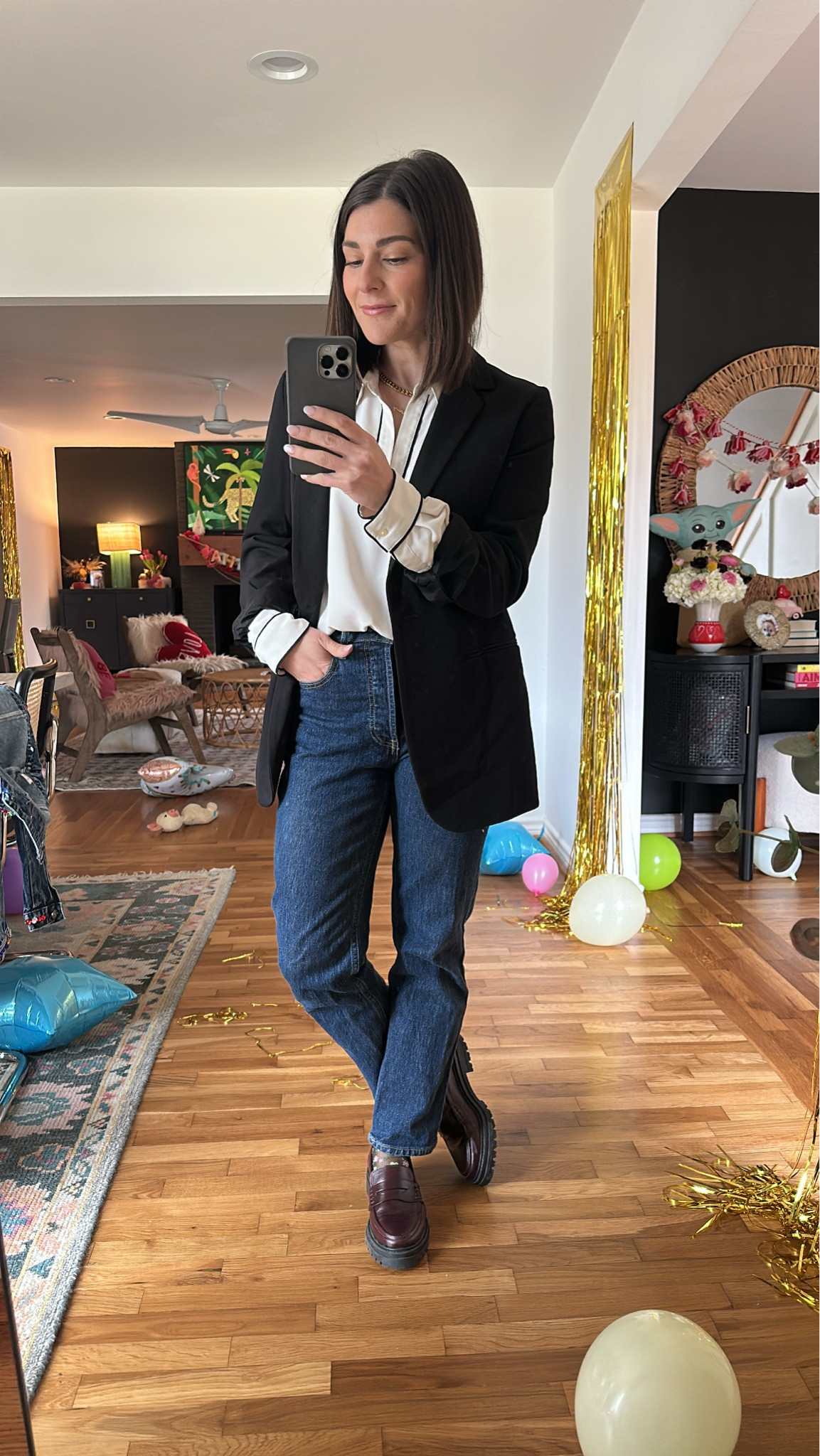 She means business {casual} on Fridays 🖤 swapped my blazer with a cardigan for family dinner after a full work day! 

#LTKFindsUnder50 #LTKStyleTip #LTKWorkwear
