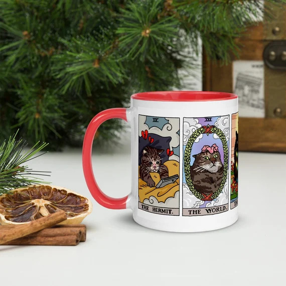 NEW! The Original Tarot Cat Meme Coffee Mug, cat mom coffee mug, witchy mug, sad cat meme coffee ... | Etsy (US)