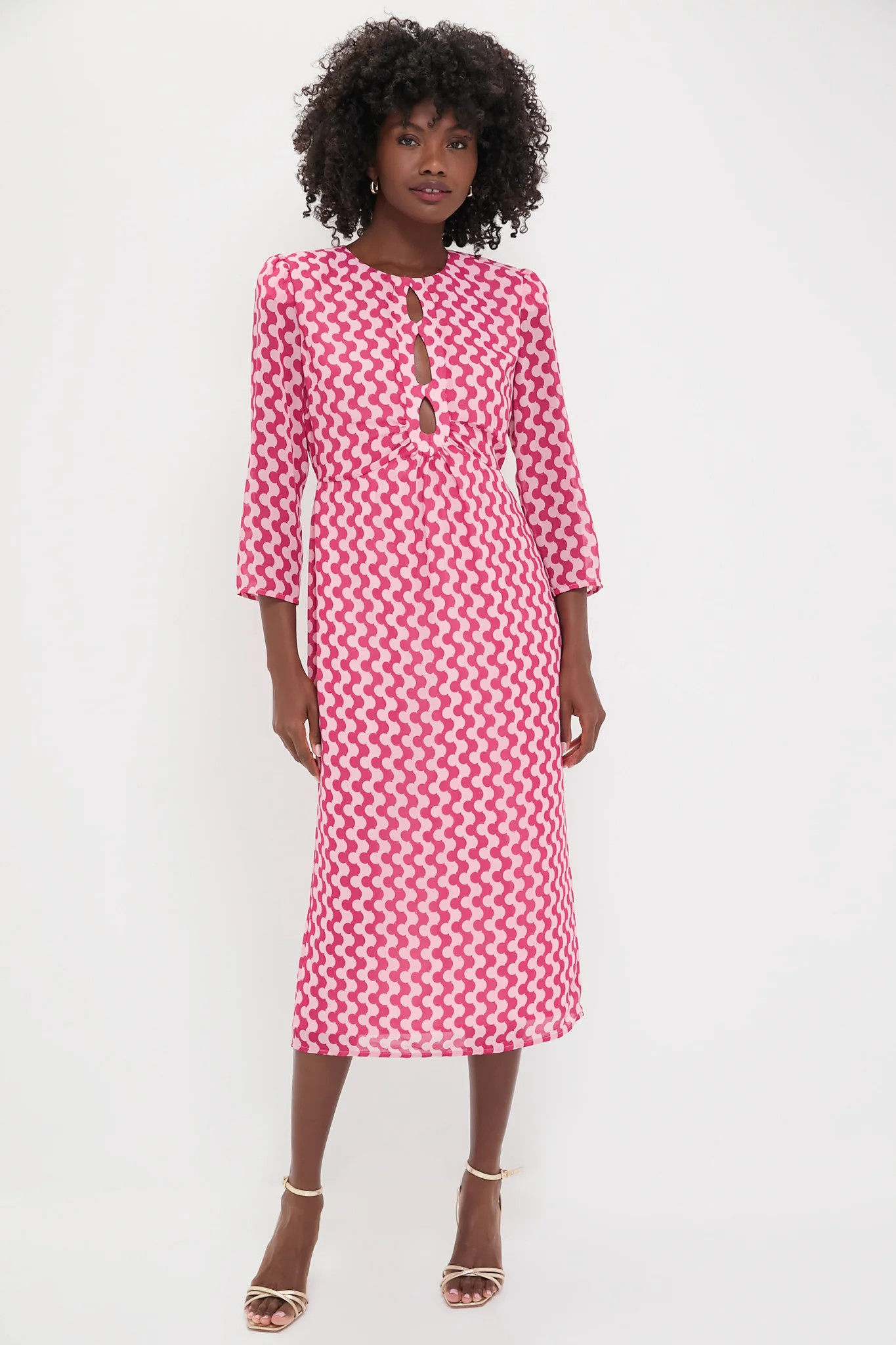 Pink Geo Stripe Cut-Out Cosmina Dress | Tuckernuck (US)