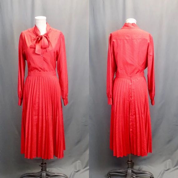 Vintage 1980s Red With Black Polka Dot Secretary Dress With | Etsy | Etsy (US)