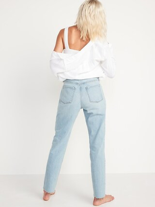 High-Waisted Slouchy Straight Button-Fly Cut-Off Jeans for Women | Old Navy (US)