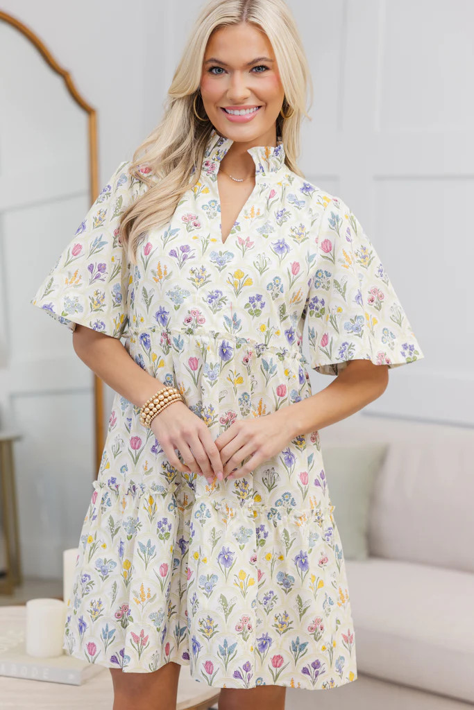 NURSING COLLECTION: Feeling Your Best Cream Medallion Dress | The Mint Julep Boutique