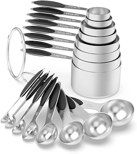 Measuring Cups & Spoons Set of 16, Wildone Stainless Steel Measuring Cups and Measuring Spoons wi... | Amazon (US)