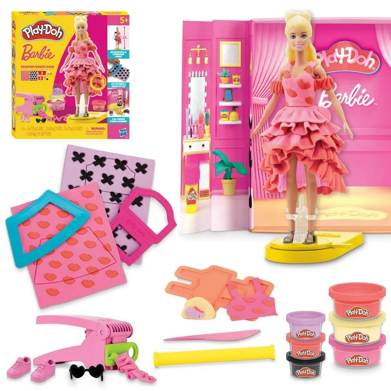 Play-Doh Barbie Designer Fashion Show Playset, Make Doll Clothes, Holiday Gifts for Girls & Boys ... | Walmart (US)