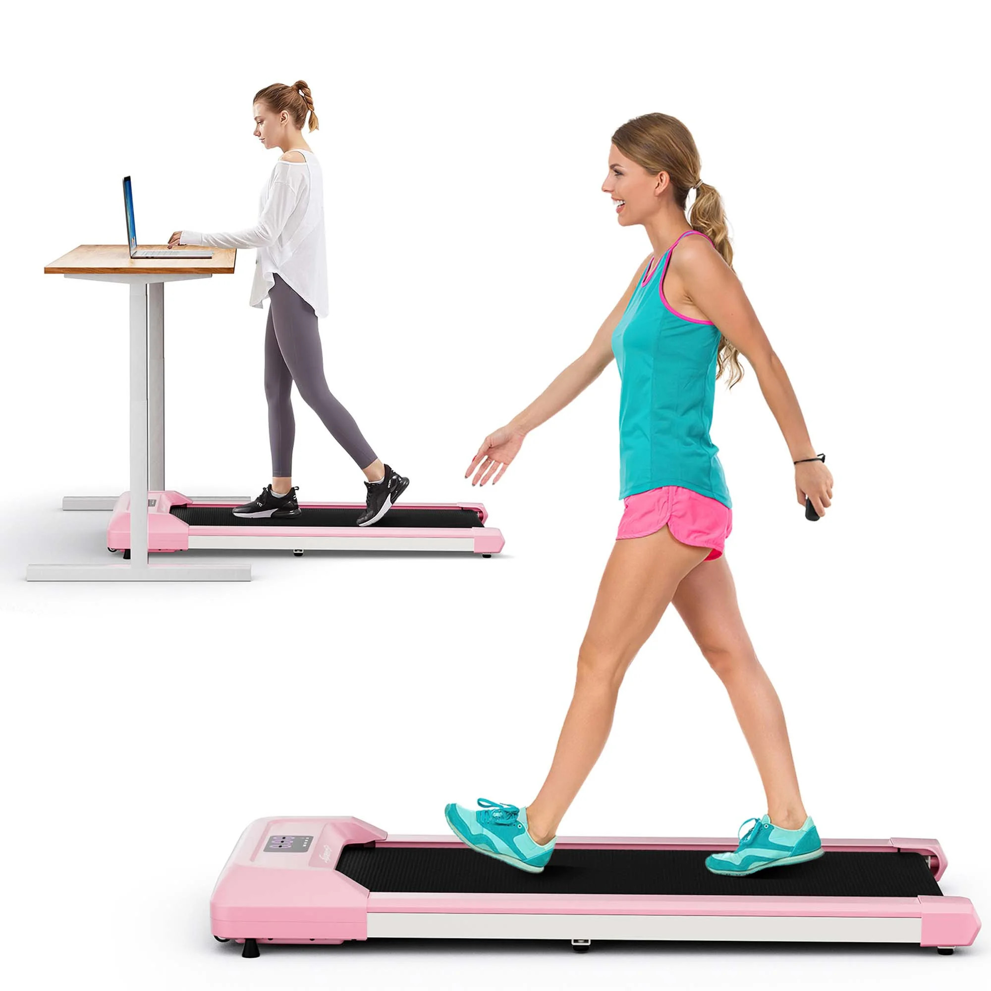 SuperFit Walking Pad Under Desk Treadmill with Remote Control and LED Display Pink | Walmart (US)