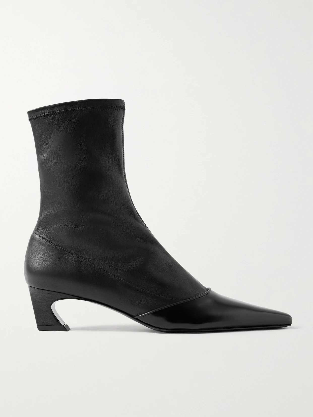 Acne Studios - Patent-trimmed Leather Ankle Boots - Black | NET-A-PORTER (US)