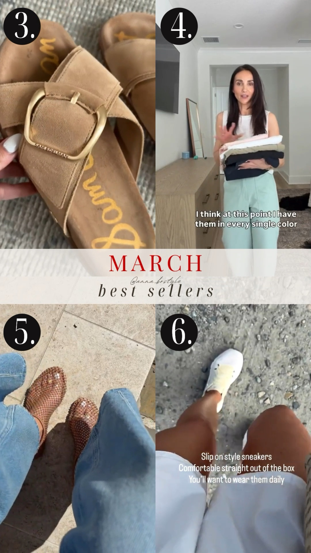 Monthly best sellers, naghedi bag, spring shoes, mules, snekaers, mesh flats, slide sandals, summer shoes, travel pants, comfy pants, annabrstyle 

 

#LTKOver40