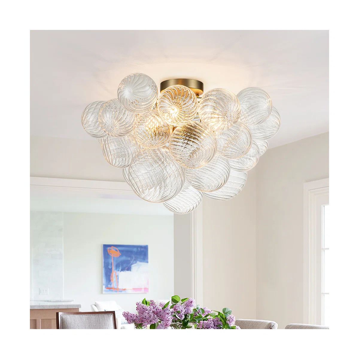 Ahona 3 - Light Ribbed Glass Semi Flush Mount | Wayfair North America