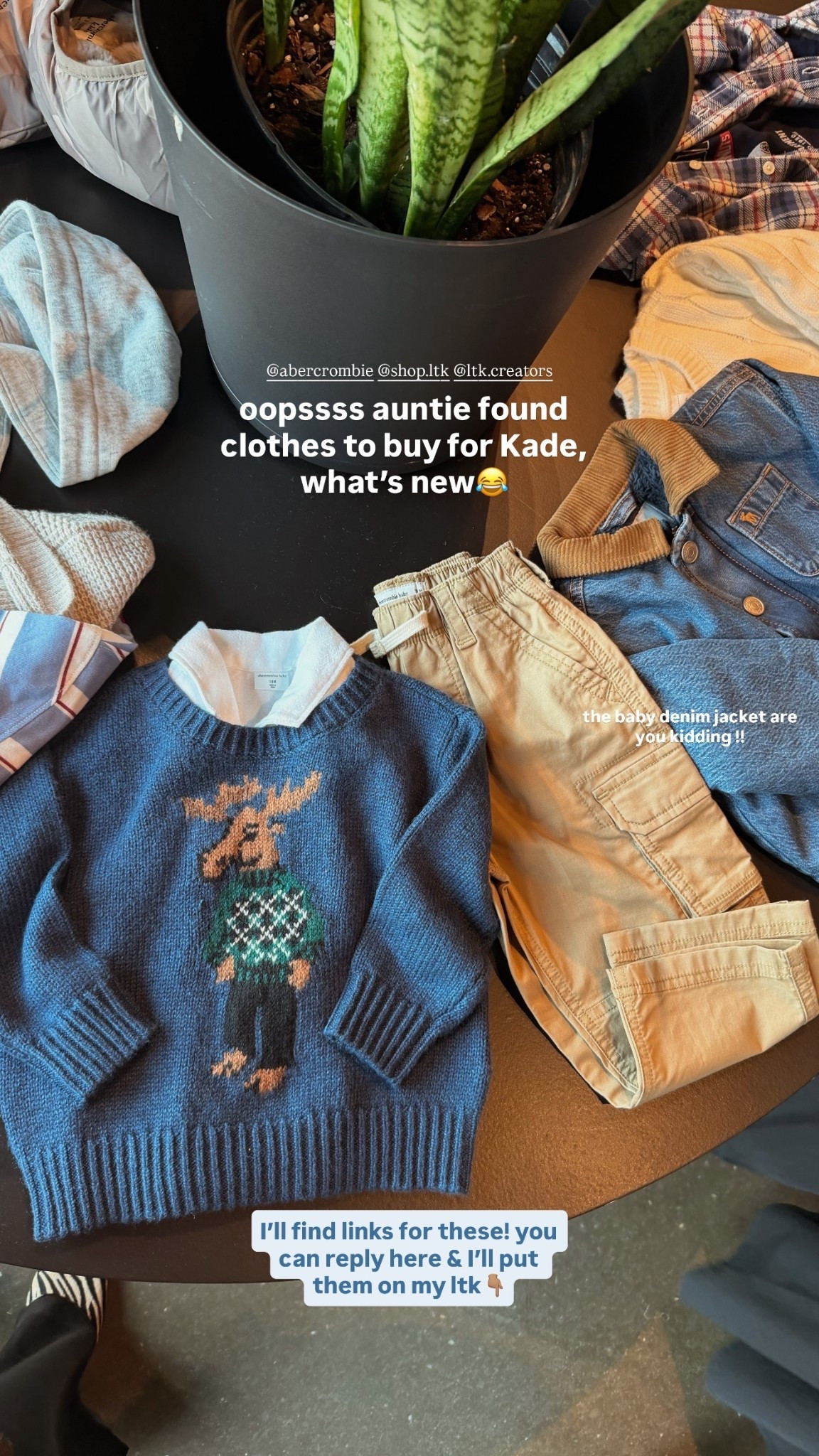 the baby denim jacket are you kidding !! I’ll find links for these! you can reply here & I’ll put them on my ltk👇🏽 oopssss auntie found clothes to buy for Kade, what’s new😂 @abercrombie @shop.ltk @ltk.creators