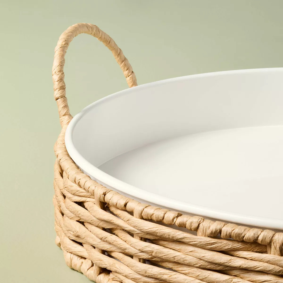 Woven Paper Round Serve Tray White/Tan - Hearth & Hand™ with Magnolia | Target