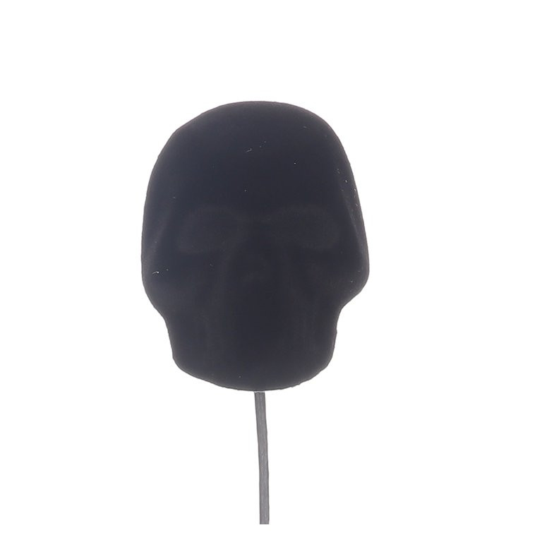 Halloween Black Flocked Foam Skull Decorative Pick, 10 in, by Way To Celebrate | Walmart (US)