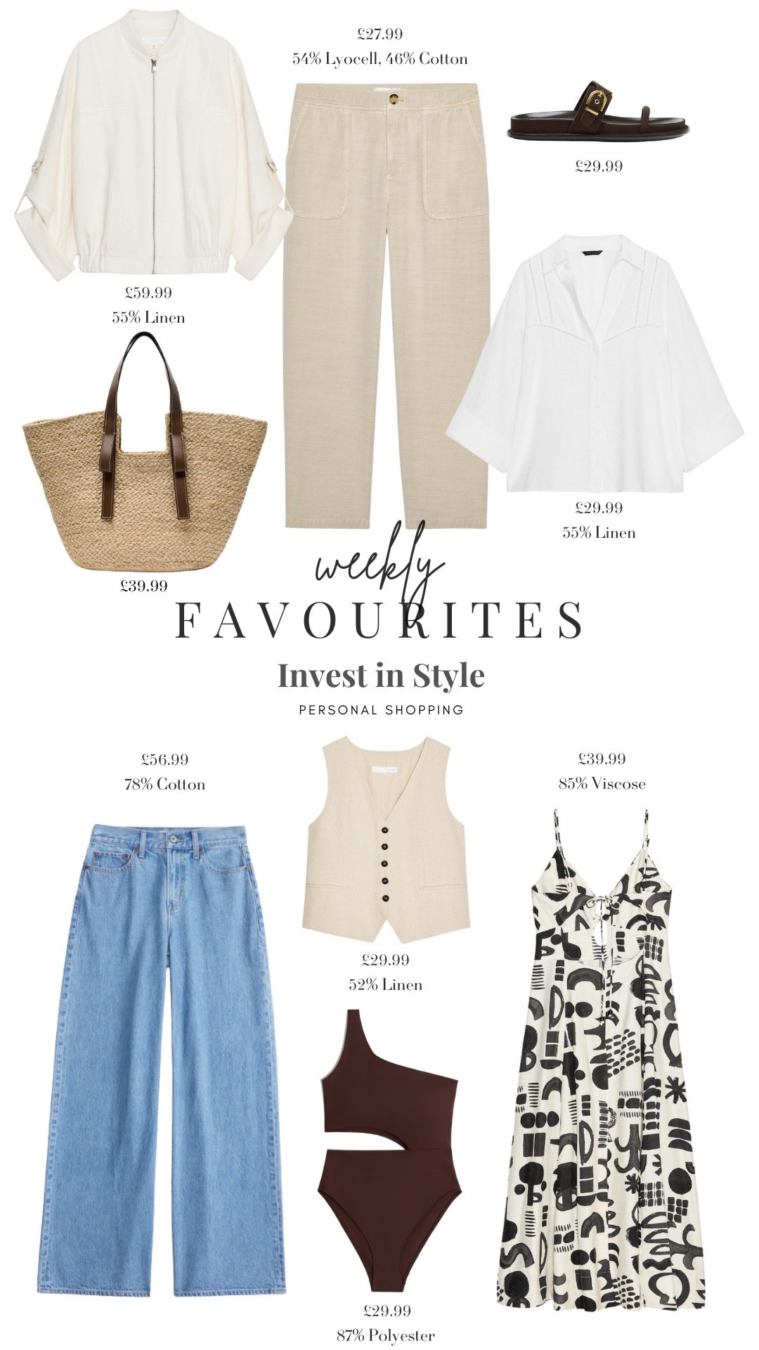Weekly Favourites ☀️ 

Summer Style, Summer Outfit Inspiration, Holiday Style, Holiday Inspiration, Summer Jacket, Sandals, Linen Trousers, Blouse, Printed Dress, Swimsuit  

 

#LTKuk #LTKsummer #LTKtravel