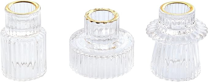 Vixdonos Taper Glass Candlestick Holders Tealight Candle Holders for Table Centerpieces, Wedding ... | Amazon (US)