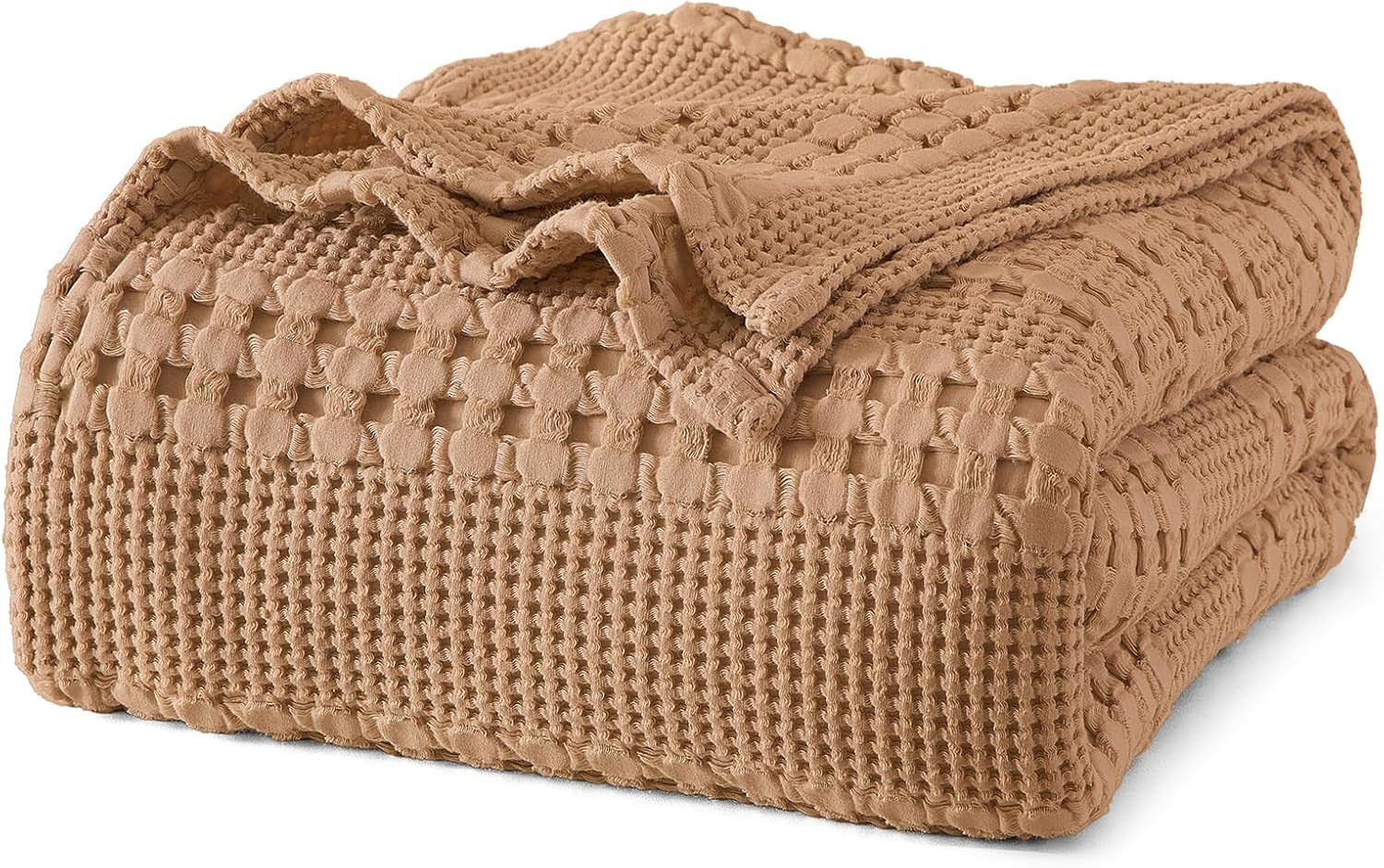 PHF Lightweight 100% Cotton Waffle Blanket for Bed, King, Clay | Amazon (US)