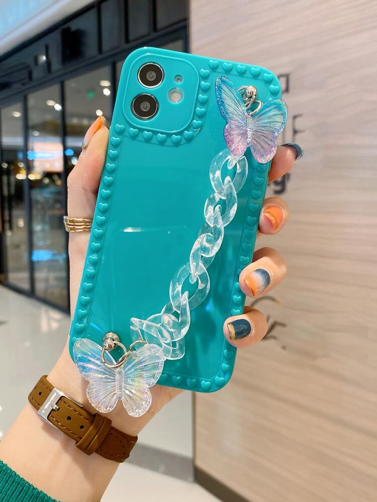 3D Butterfly Decor Hand Strap Phone Case | SHEIN