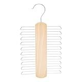 Amazon Basics 20 Bar Wooden Tie Hanger & Belt Rack - Natural, 2-Pack | Amazon (US)