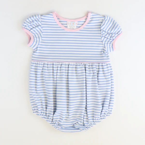 Out & About Knit Girl Bubble - Cloud Stripe Knit | Southern Smocked Co.