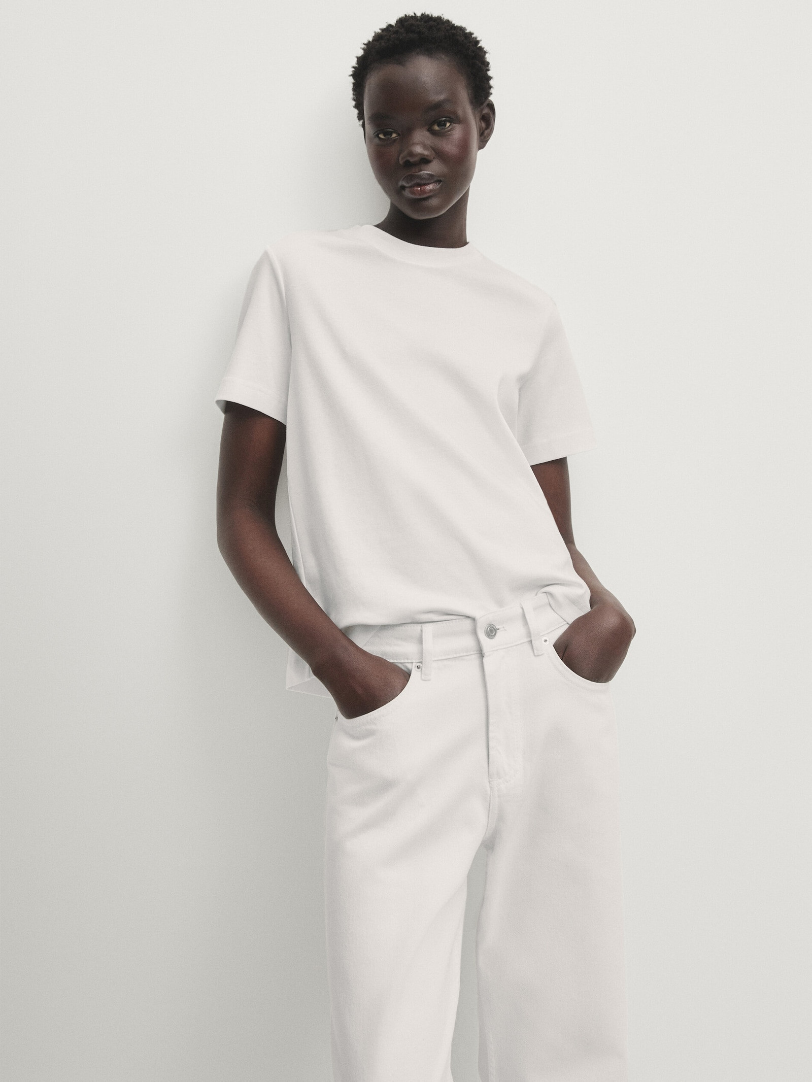 Mid-rise wide-leg full length jeans | Massimo Dutti UK