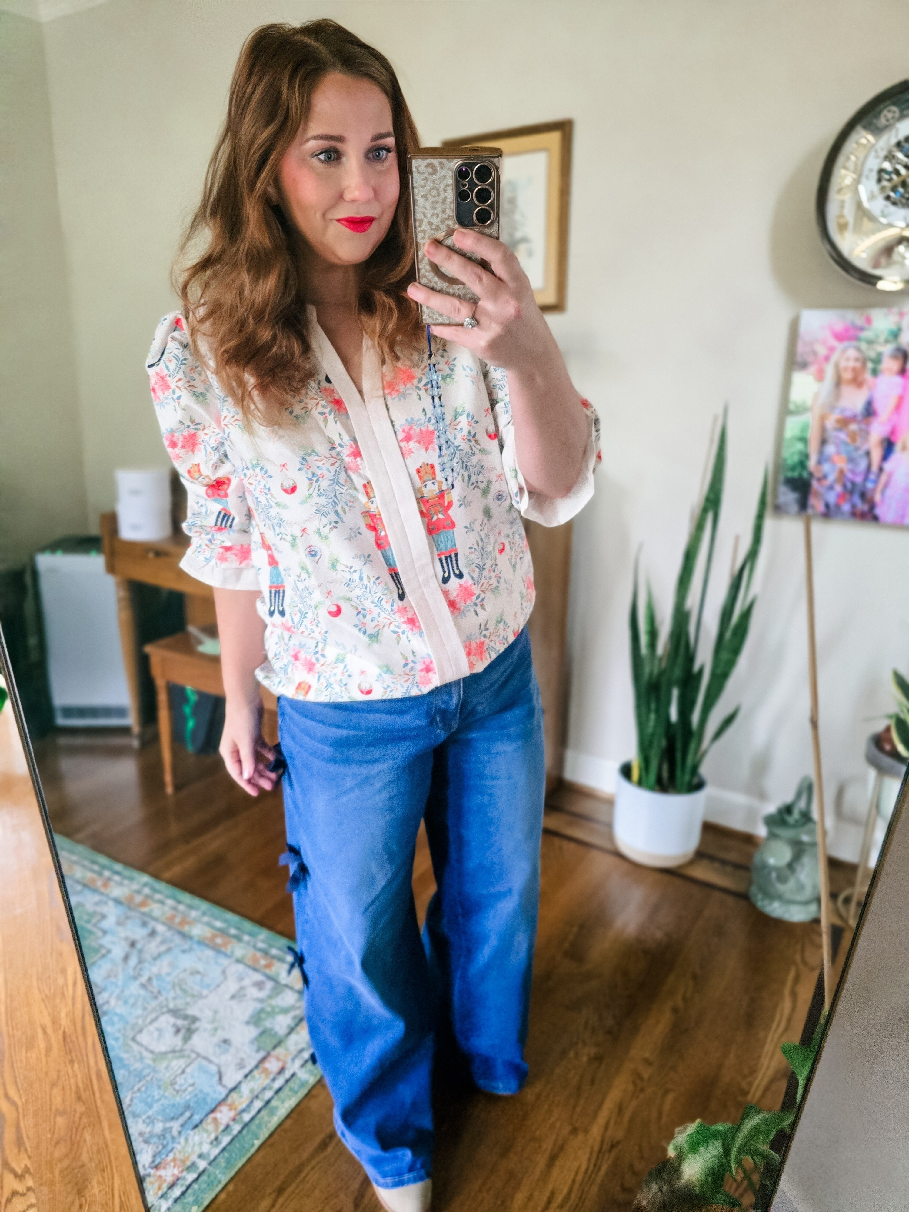 Wide leg bow jeans $20 !!!#livinglargeinlilly #jeans #plussize #midsize size XL shownOrdered the size Large 

#LTKSeasonal #LTKHoliday #LTKMidsize