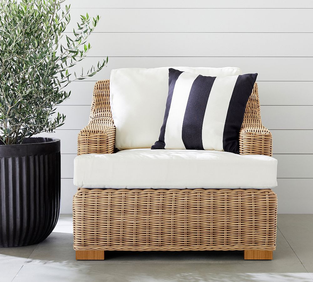 Huntington Wicker Slope Arm Outdoor Lounge Chair | Pottery Barn (US)