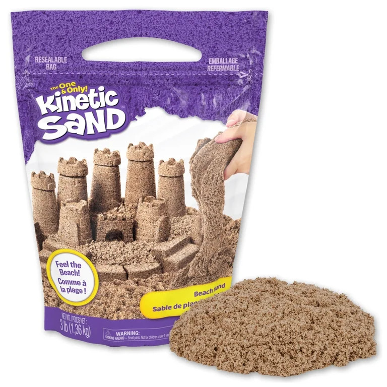 Kinetic Sand, 3lbs Beach Play Sand, Moldable Sensory Toys for Kids, Resealable Bag (Packaging May... | Walmart (US)