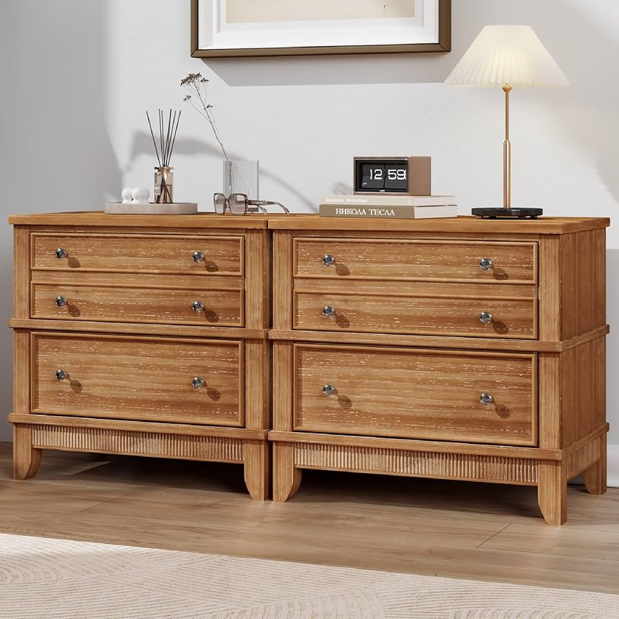 Merax Wood Nightstands Set of 2, Mid-Century Modern Bedside Tables, 3 Drawer Sofa Side End Table ... | Amazon (US)