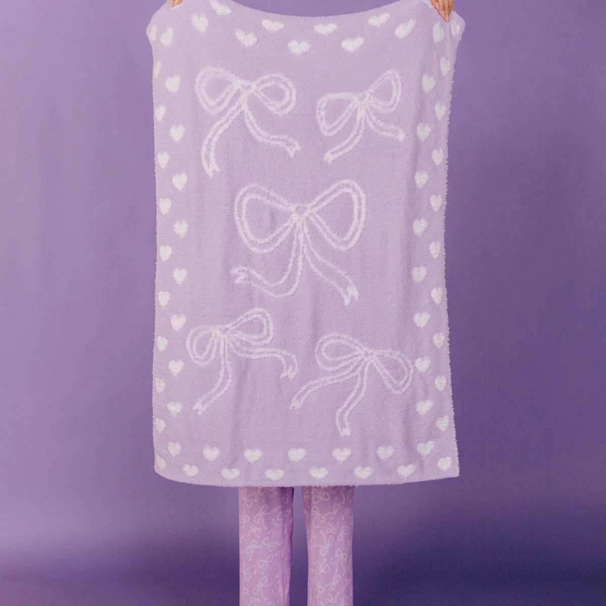Purple Bow Kids Blanket 30x40 | Soft Cozy Throw | Staykation
