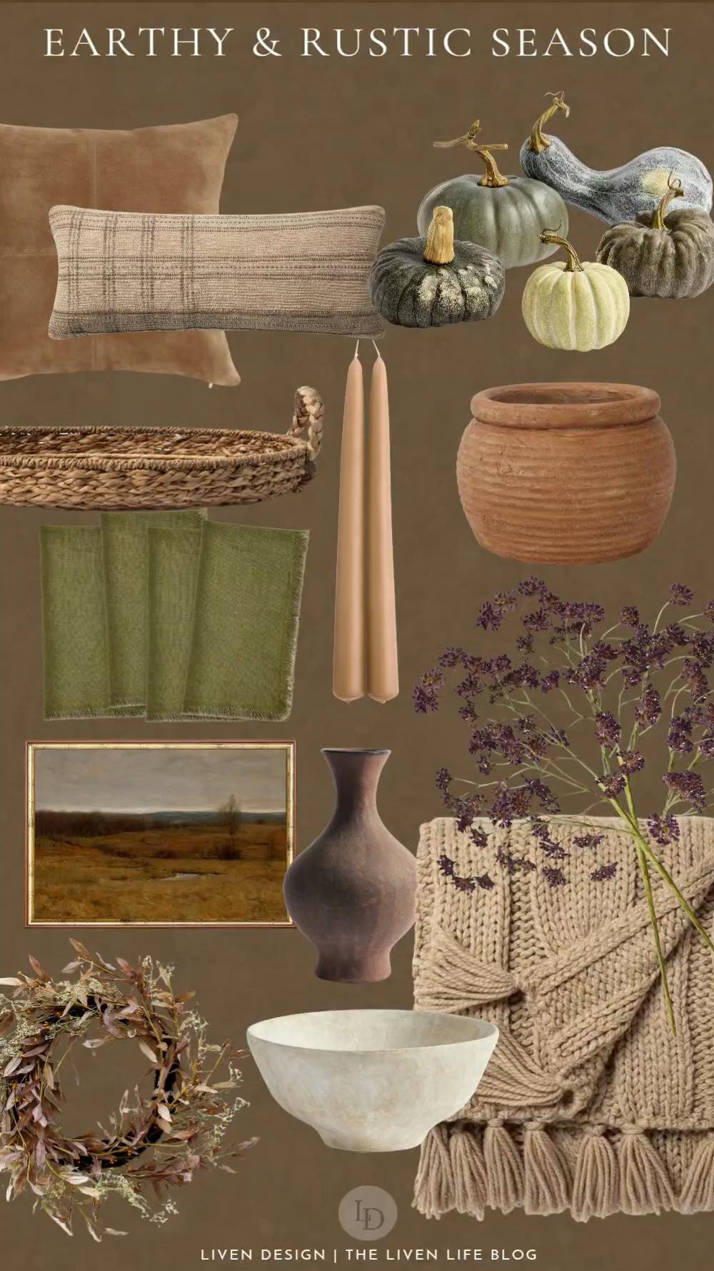 Earthy rustic fall decor. Home decor. Decorative pumpkins. Terracotta planter. Throw pillows. Textured pillow. Neutral decor. Olive green. Fringe cloth napkins. Woven tray. Beige candles. Amazon decor. Affordable decor. Faux Burgundy fall floral stems. Suede pillow

#LTKSeasonal #LTKHome #LTKSaleAlert