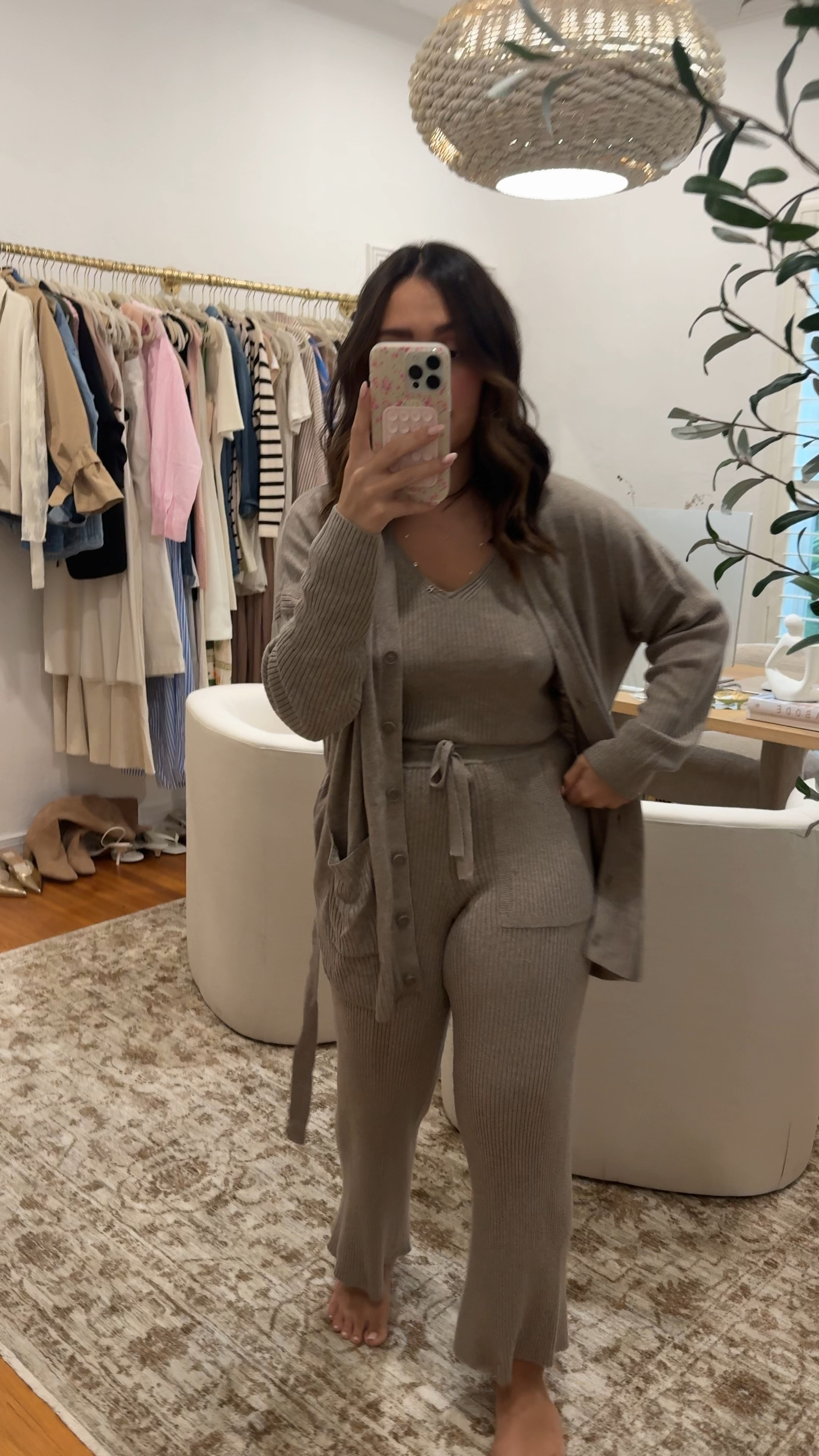 Medium pants and tank small cardigan! Use code LAUREN20