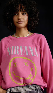 NIRVANA SMILEY RAGLAN CREW SWEATSHIRT | The Closet