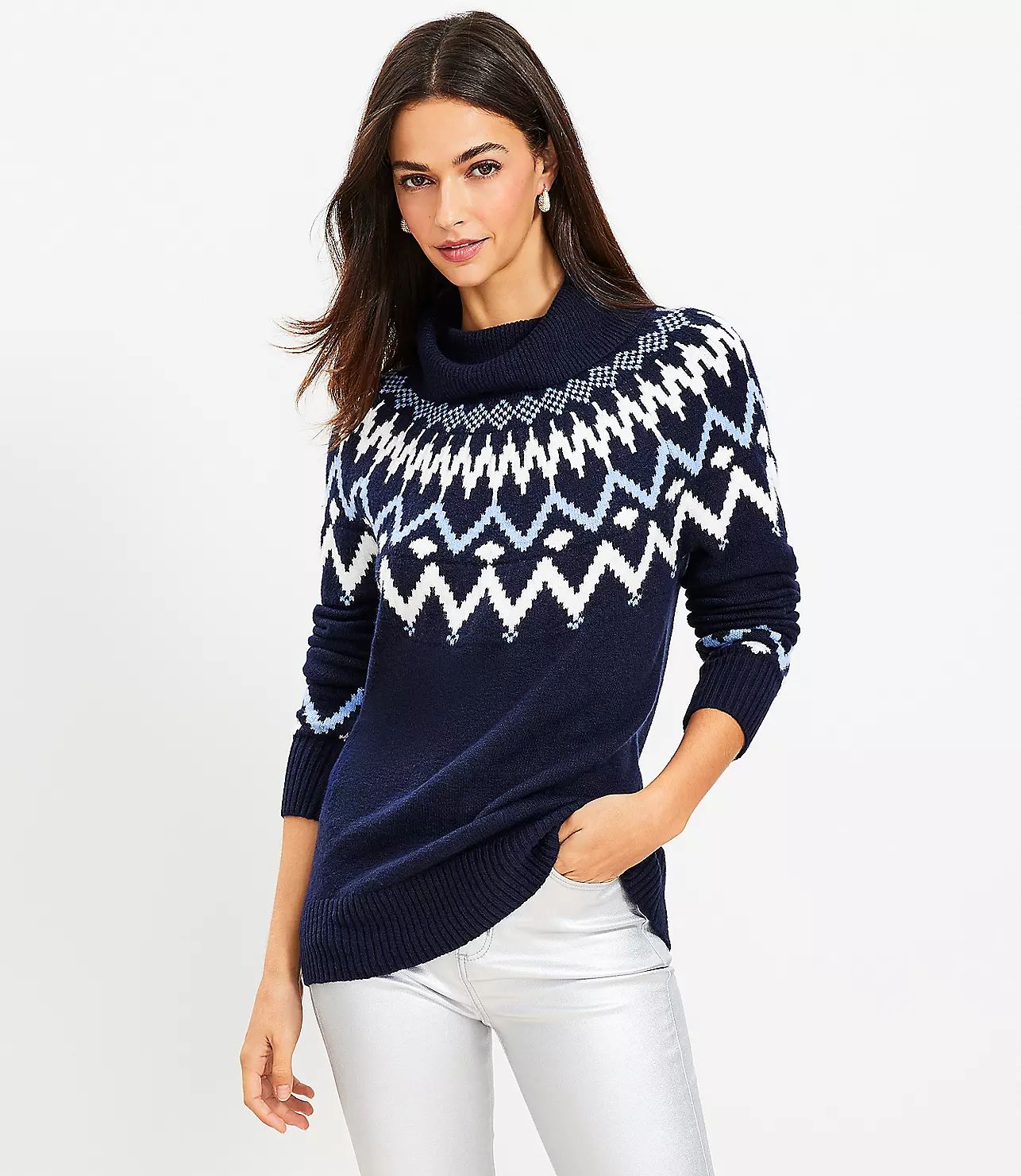 Fair Isle Turtleneck Tunic Sweater | LOFT