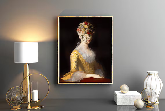 Eclectic Wall Art Vintage Portrait Painting Collage Downloadable Prints, Surreal Art Apartment De... | Etsy (US)