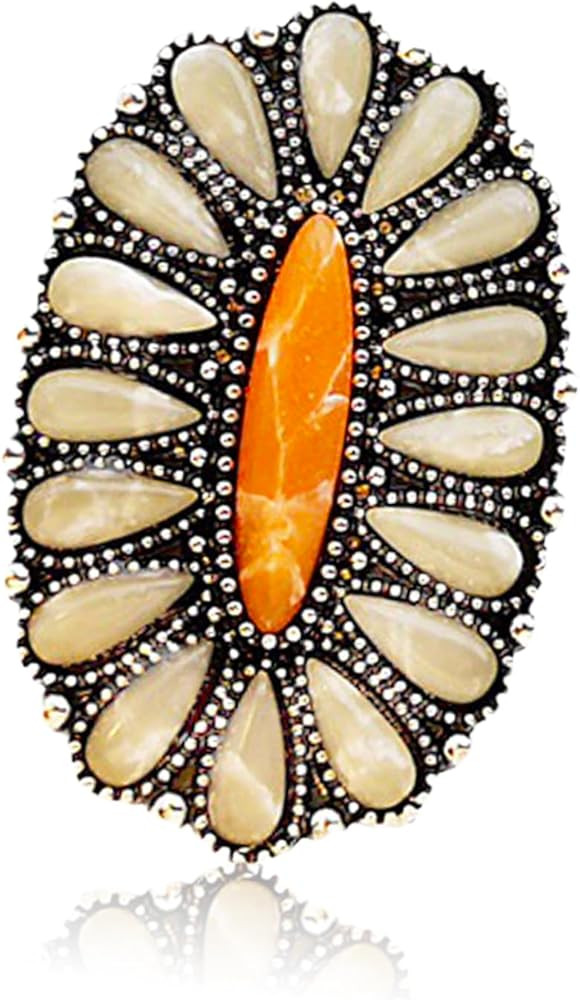 Boho Turquoise Rings for Women, Native American Western Large Bohemian Statement Open Adjustable ... | Amazon (US)