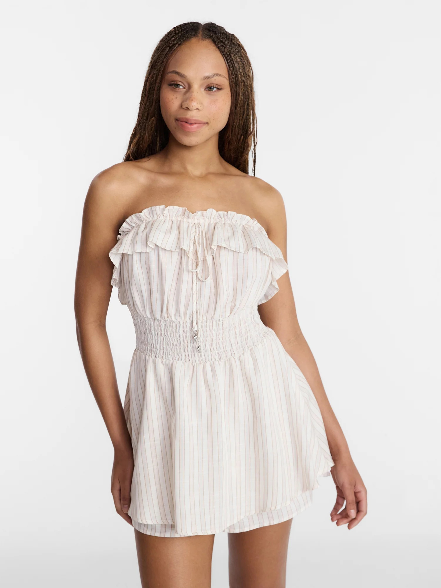 No Boundaries Strapless Ruffle Romper, Women's XXS-XXL - Walmart.com | Walmart (US)