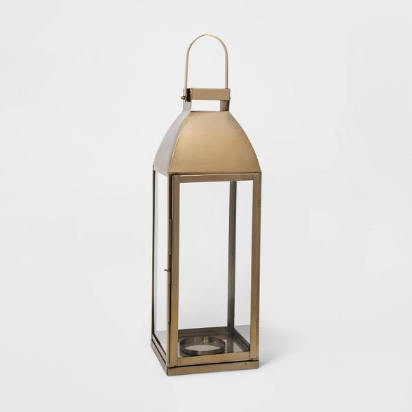 24" x 8.2" Brass Lantern Candle Holder Gold- Threshold™ | Target