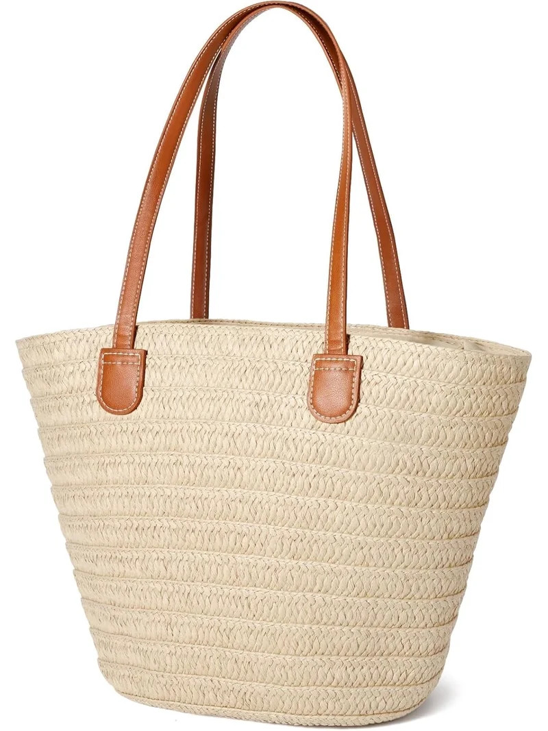 Gocvo Straw Beach Bag for Womens, Crossbody Shoulder Tote Bag with Zipper Vacation Purse for Summ... | Walmart (US)